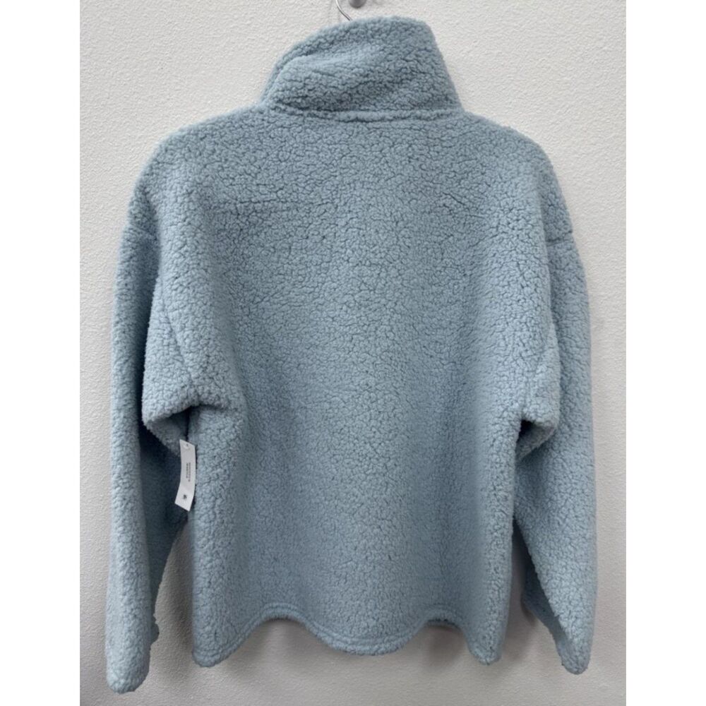 NEW Light Blue Sz XXL Embroidered SNOOPY Soft Sherpa Fleece Cozy Sweater PEANUTS - Picture 6 of 10